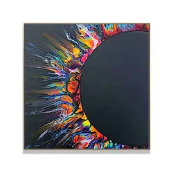 3D Oil Painting Canvas Abstract Wall Art Hand Made Oil Palette Knife Painting on Canvas Modern Art - Black / 100x100cm(39.37x39.37in)