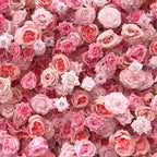 GNW  Custom Fabric Cloth Artificial Silk Rose Flower Wall Pink Floral Wall Backdrop Panel 3D 5D Roll up for Wedding Decor