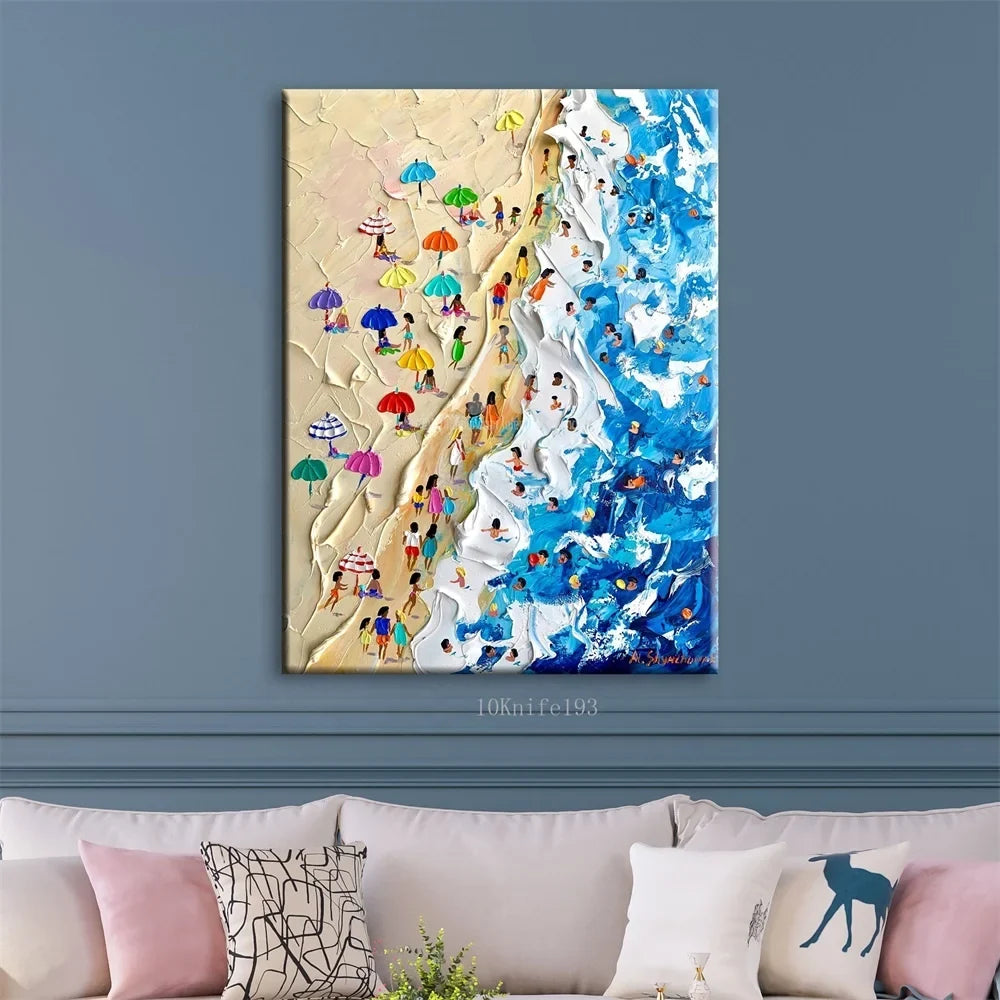 New Design Strong Effect Beach Painting Is Suitable for Home Decoration Palette Knife Coating