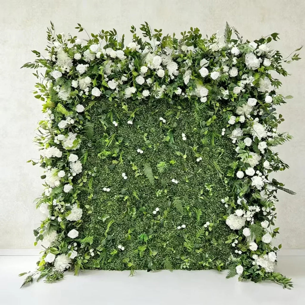 GNW Green Flower Wall Backdrop 8ftx8ft Roll up Green Wall Decor Artificial Plant Wall Wedding Backdrop