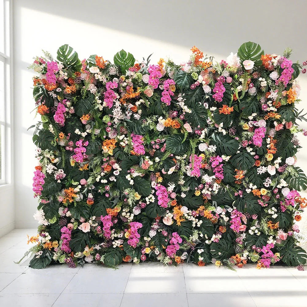 Wholesale of New Materials Fire Retardant Artificial Flower Wall Backdrop for Wedding Display