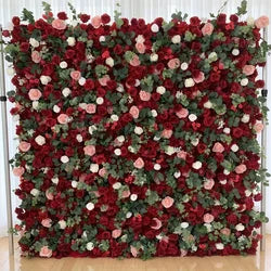 GNW Flower Wall 8ft X 8ft Silk 3D Flowers Wall Backdrop Roll up Roses Long-Lasting Wall Panel Background