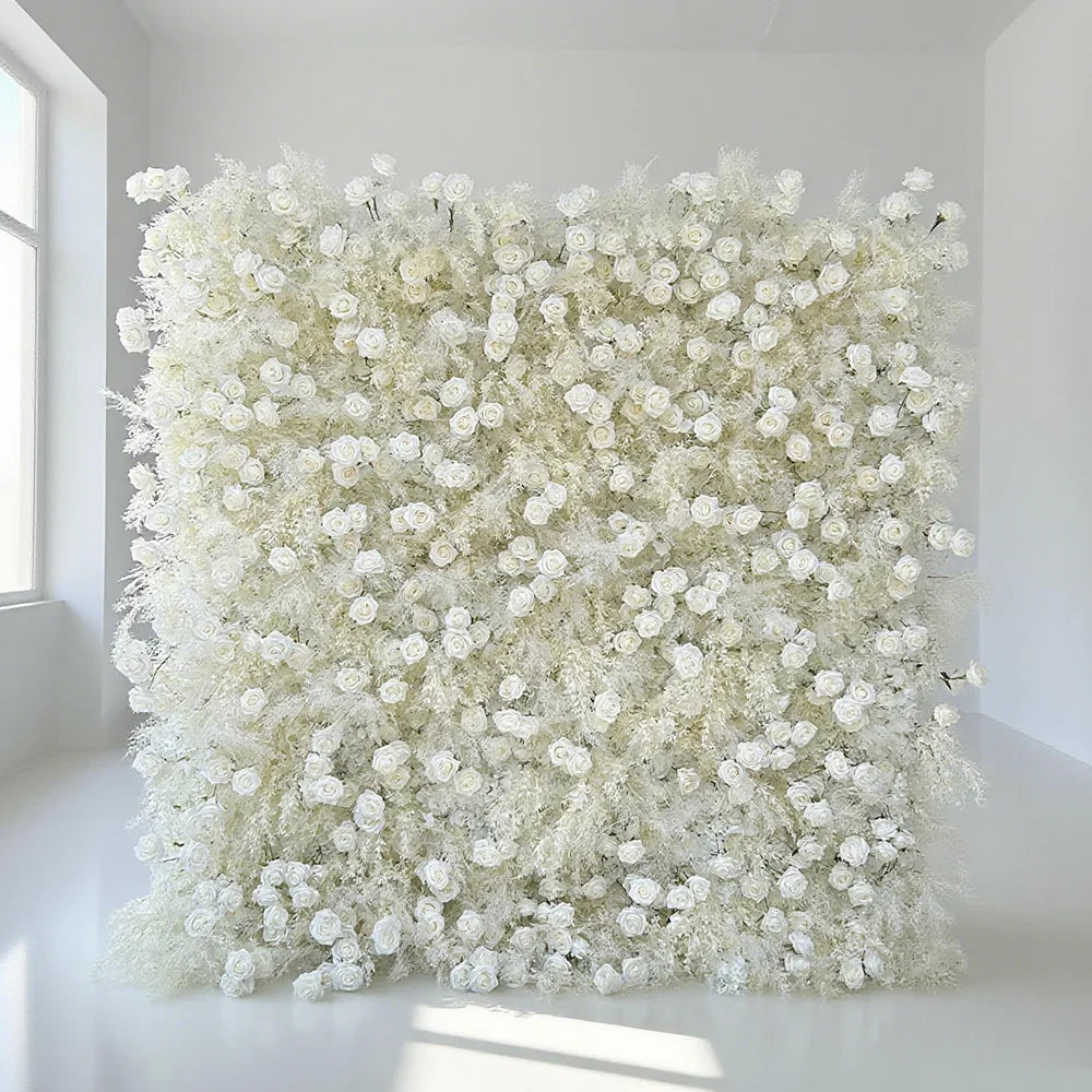 New Material Modern Classic Artificial Flower Wall with Non-Shedding Feature Carton Packed for Clean Wedding Events
