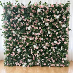 GNW Flower Wall 8ft X 8ft Silk 3D Flowers Wall Backdrop Roll up Roses Long-Lasting Wall Panel Background