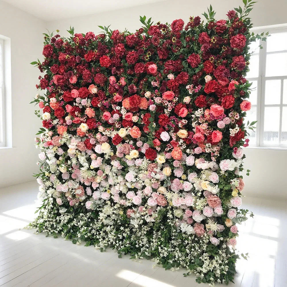 Factory Direct Sale Custom-Built Realistic Peony Artificial Floral Wall for Wedding Decoration
