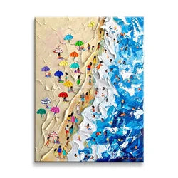 New Design Strong Effect Beach Painting Is Suitable for Home Decoration Palette Knife Coating - Blue / 60x90cm(23.62x35.43in)