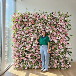 Wholesale Popular Modern Classic Silk Artificial Flower Wall Designs for Wedding Decoration Customized Size Color Carton Packing