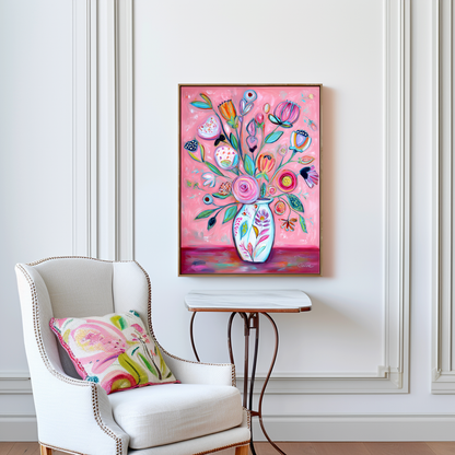 Petal Jubilee: A Vibrant Boho Chic Floral Wall Art for a Joyful Home