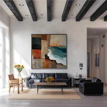 Coastal Collage: An Abstract Coastal Art for Dining Room Decor