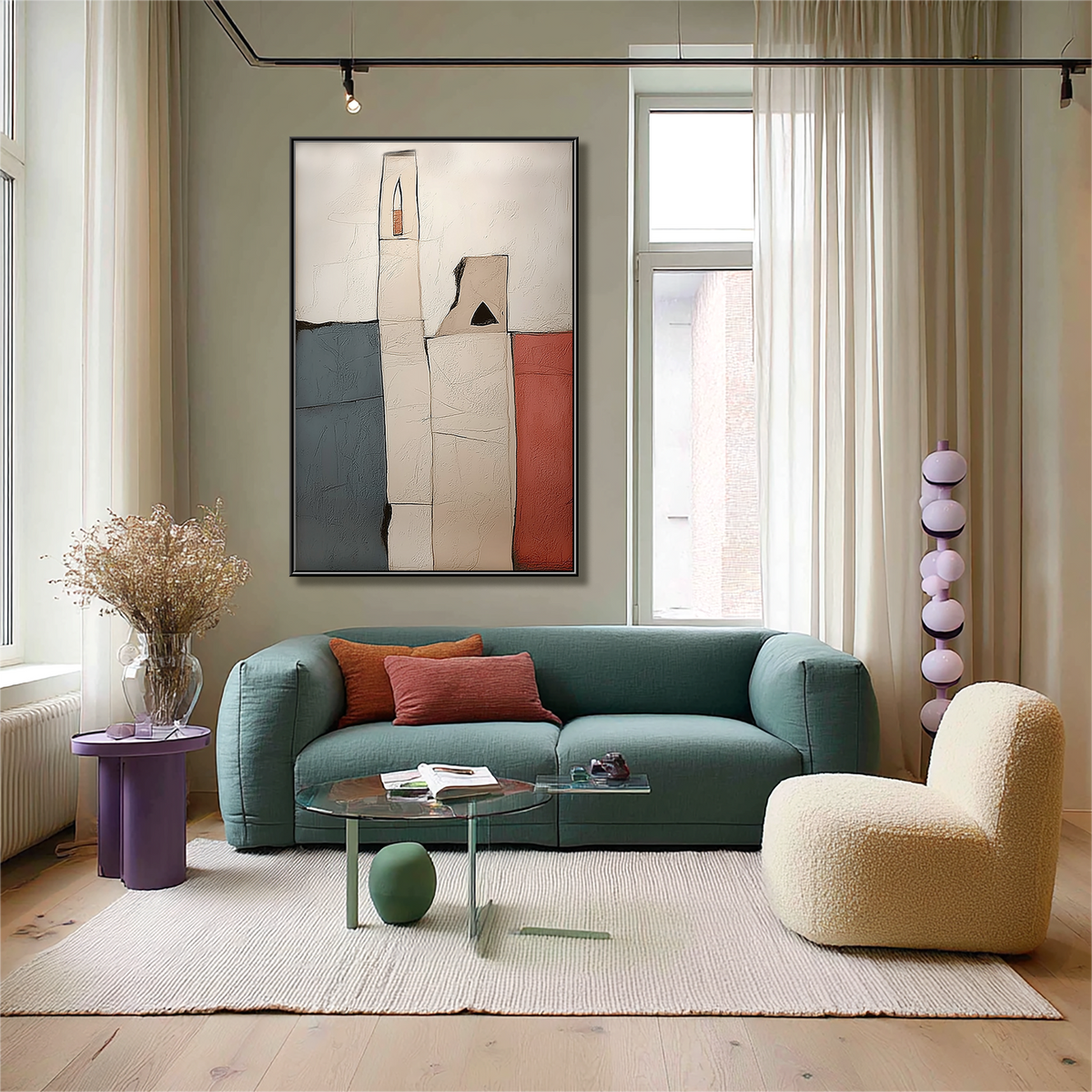 Silent Forms: Wabi Sabi Textured Minimalist Abstract Painting for Modern Home Decor