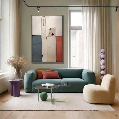 Silent Structures: Minimalist Textured Abstract Cityscape Painting for Entryway Decor