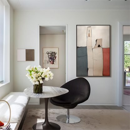 Silent Forms: Wabi Sabi Textured Minimalist Abstract Painting for Modern Home Decor