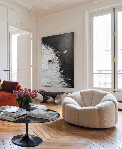 Yin & Yang: A Minimalist Black and White Wall Art for Office Decor