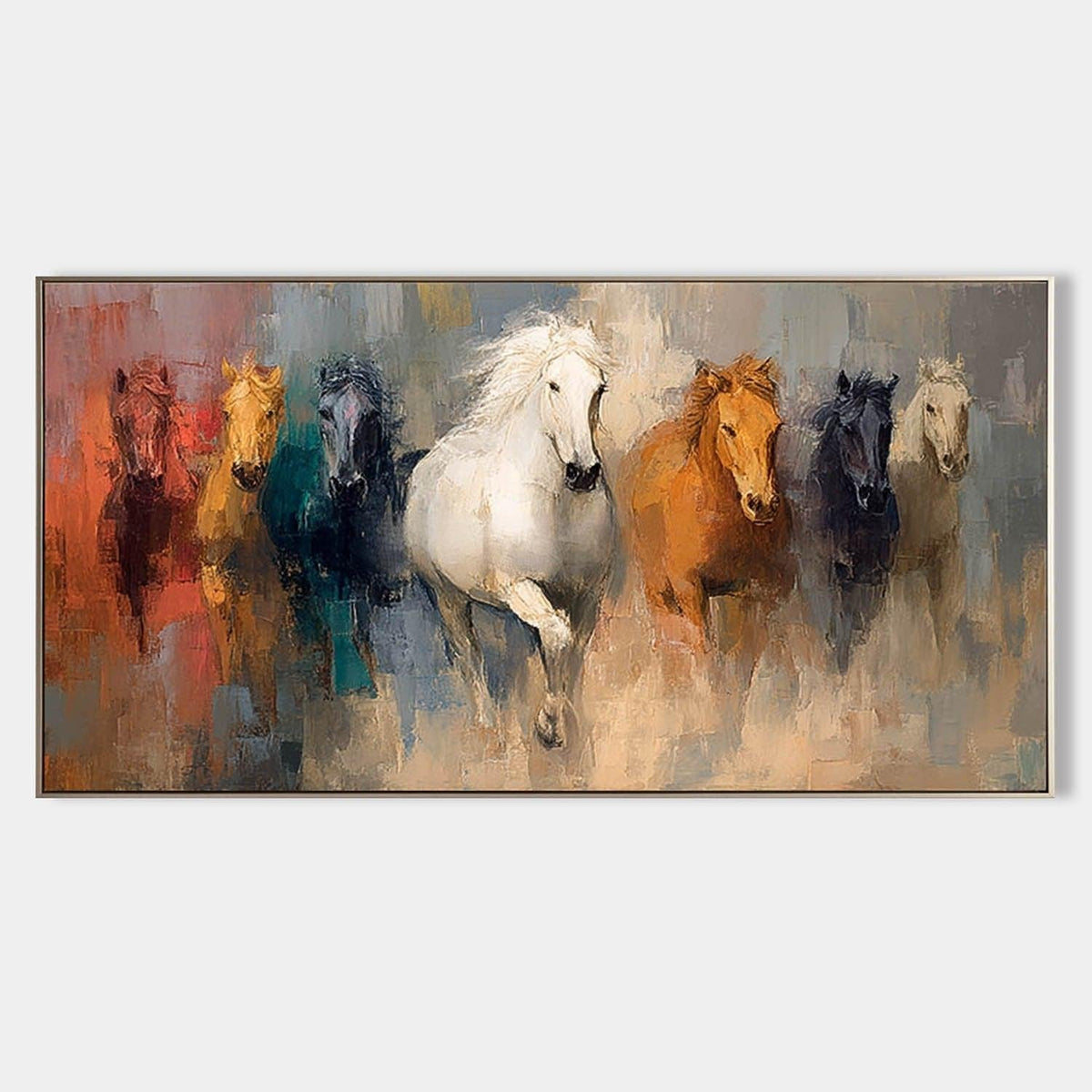 Phantom Herd: A Majestic Wildlife Horse Wall Art for a Rustic Home