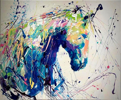 Equine Energy: A Vibrant Abstract Horse Art for Living Room Decor