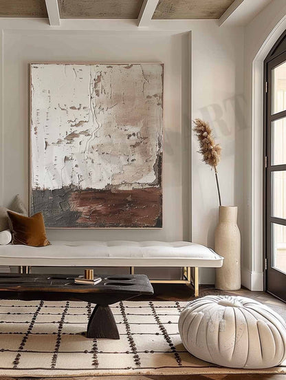 Earthen Strata: Raw Wabi Sabi Textured Abstract Painting for an Industrial Aesthetic