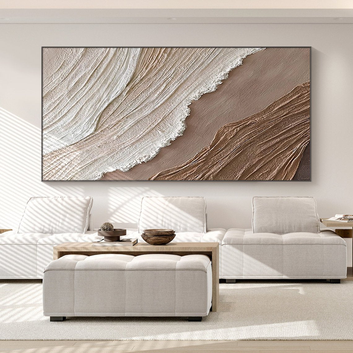 Tidal Traces: A Sculptural Coastal Beach Wall Art for Minimalist Interiors