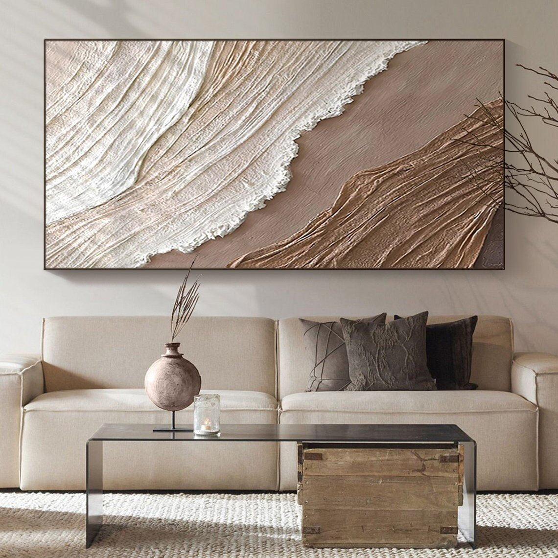Tidal Traces: A Sculptural Coastal Beach Wall Art for Minimalist Interiors