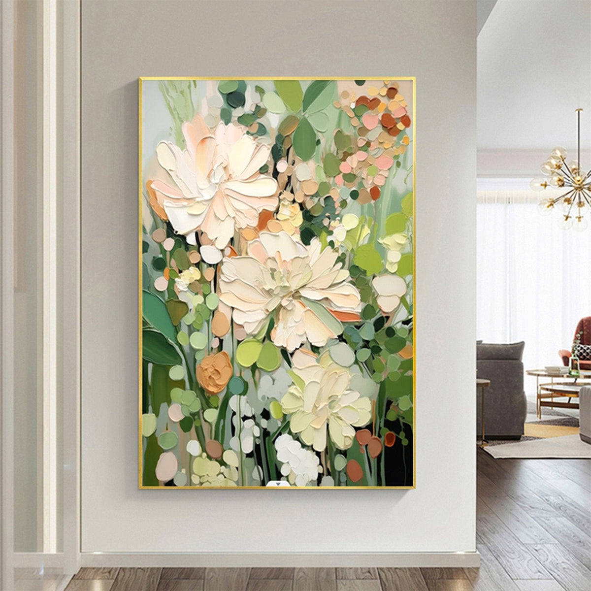 Garden Daydream: A Textured Contemporary Floral Canvas Painting